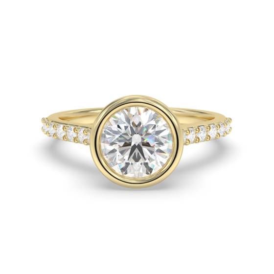 Round Bezel Set Shoulder Set Engagement Ring