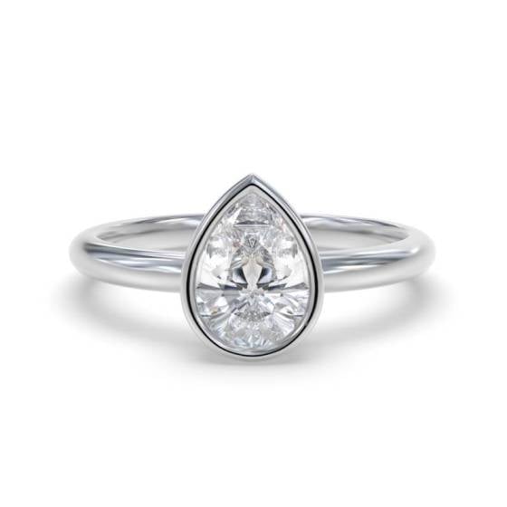 Pear Bezel Set Solitaire Engagement Ring