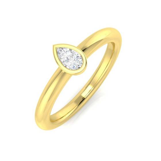 Pear Bezel Set Solitaire Engagement Ring