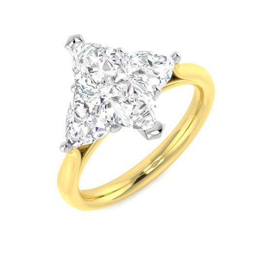 2.61ct VS1/E Marquise and Trillion Lab Grown Diamond Trilogy Ring