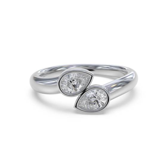 2 Stone Toi Et Moi Diamond Bezel Set Ring