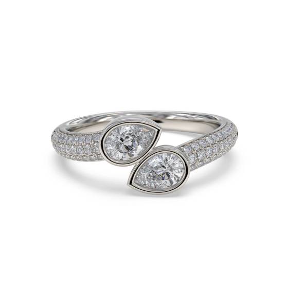 2 Stone Toi Et Moi Diamond Bezel Set Ring