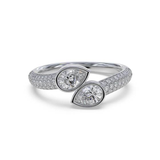2 Stone Toi Et Moi Diamond Bezel Set Ring