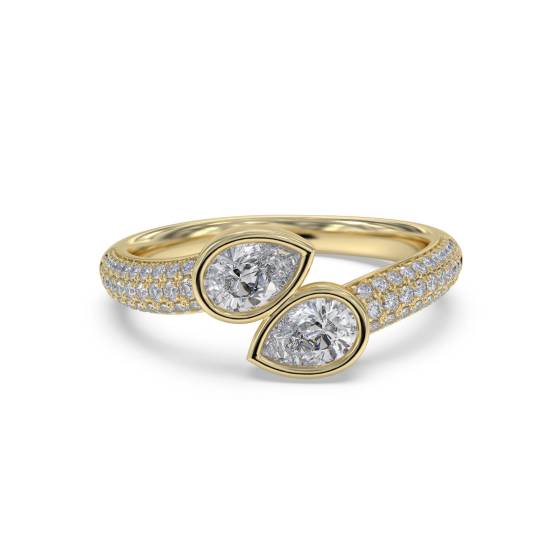 2 Stone Toi Et Moi Diamond Bezel Set Ring