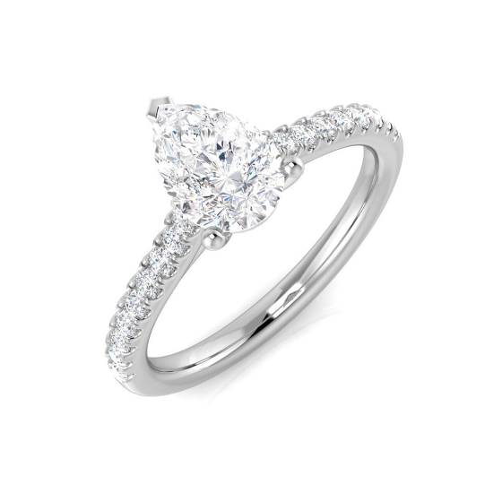 1.19ct SI/F-G Pear cut Natural Diamonds Shoulder Set Ring