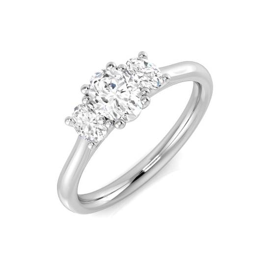 0.62ct VS/G Oval cut Natural Diamonds Trilogy Ring