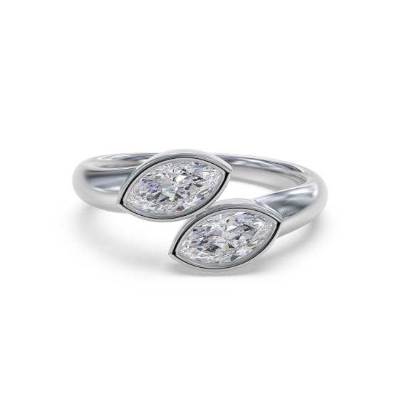 2 Stone Toi Et Moi Diamond Bezel Set Ring
