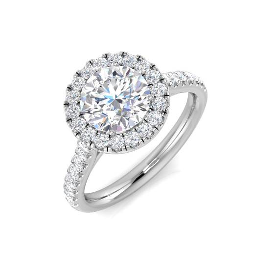 0.67ct SI/E-F Round cut Natural Diamonds Halo Shoulder Set Ring