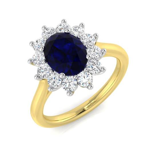 2.20ct VVS/D-E Oval Cut Blue Sapphire Gemstone Halo Ring