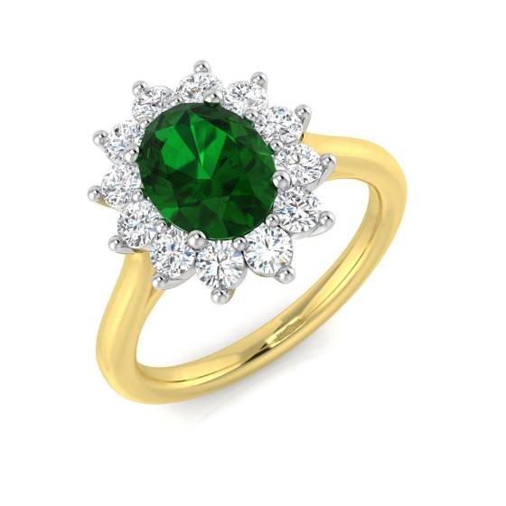 1.55ct VVS/D-E Oval Cut Green Emerald Gemstone Halo Ring