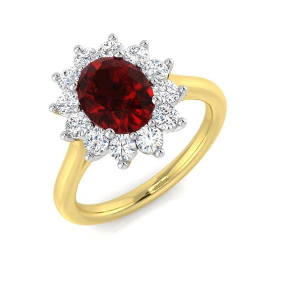 2.20ct VVS/D-E Oval Cut Ruby Gemstone Halo Ring