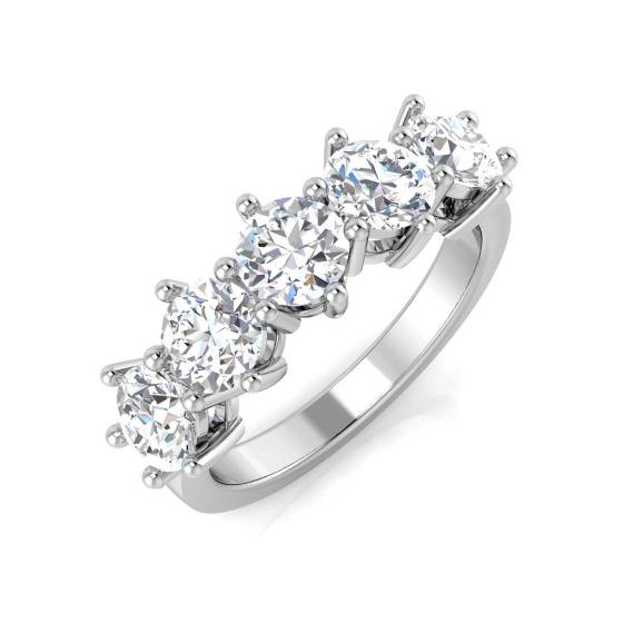 2.01ct VVS/D-E Round Cut Lab Grown Diamond 5 Stone 6 Claw Eternity Ring