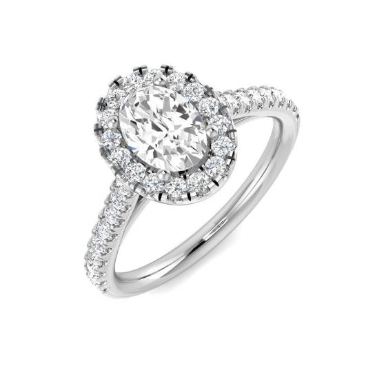 1.14ct SI1/ Oval Cut Natural Diamond Halo Engagement Ring