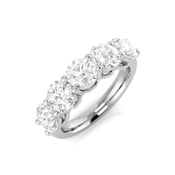 3.00ct VVS/D-E Round Cut Labgrown Diamond Round Five Stone Ring