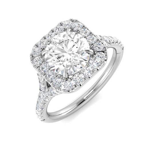2.04ct VVS/D-E Round Cut Labgrown Diamond Halo Split Shoulder Set Ring