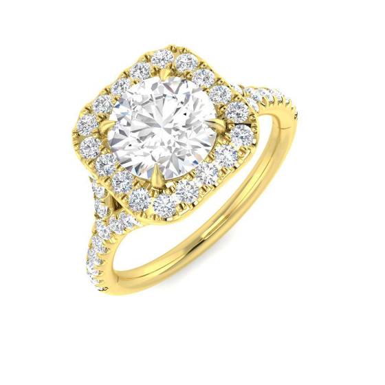2.04ct VVS/D-E Round Cut Labgrown Diamond Halo Split Shoulder Set Ring
