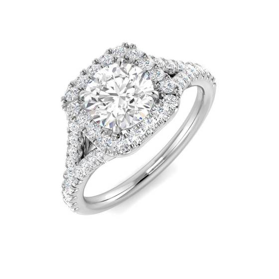 1.43ct VVS/D-E Round Cut Labgrown Diamond Halo Split Shoulder Set Ring