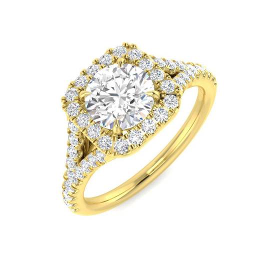 1.43ct VVS/D-E Round Cut Labgrown Diamond Halo Split Shoulder Set Ring