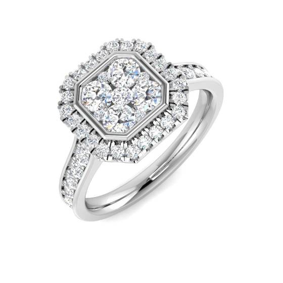1.01ct VVS/D-E Round Cut Lab Grown Diamond Cluster Ring
