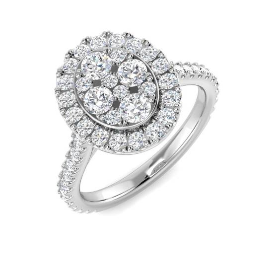 1.06ct VVS/D-E Round Cut Lab Grown Diamond Cluster Halo Ring