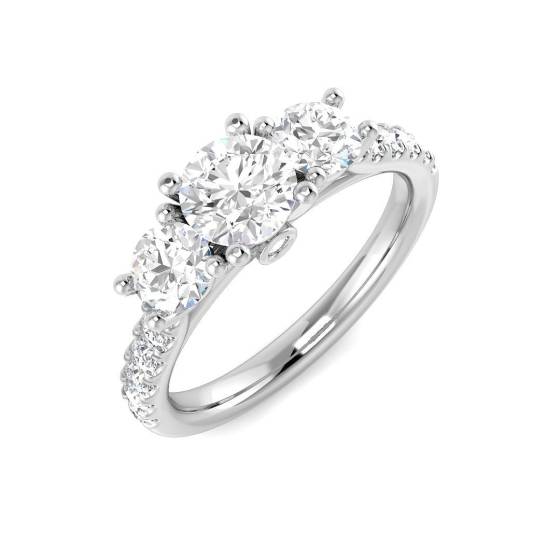 1.53ct VVS/D-E Round Cut Lab Grown Diamond Trilogy Shoulder Set Ring