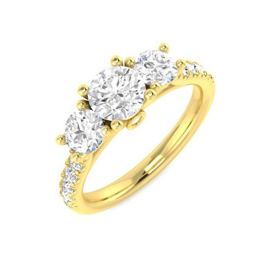 1.53ct VVS/D-E Round Cut Lab Grown Diamond Trilogy Shoulder Set Ring