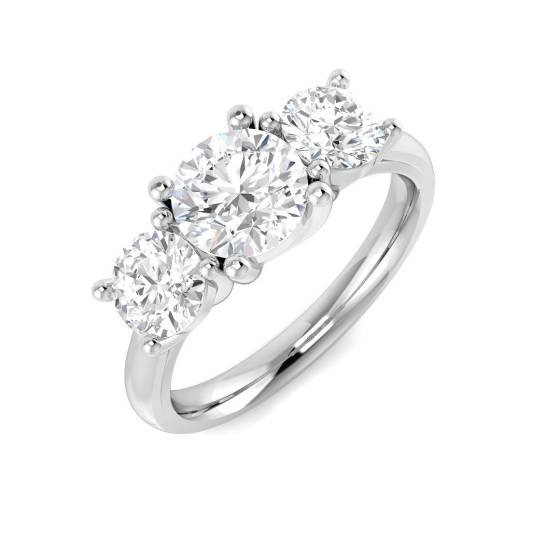 2.07ct VVS/D-E Round Cut Lab Grown Diamond Trilogy Ring