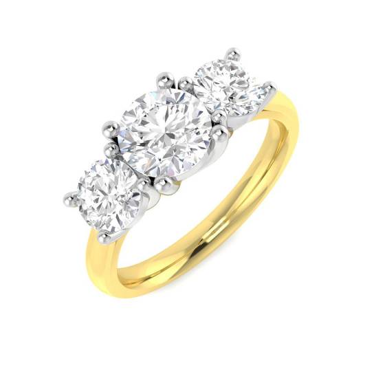 2.07ct VVS/D-E Round Cut Lab Grown Diamond Trilogy Ring