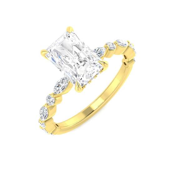 2.03ct VS2/D Radiant Cut Lab Grown Diamond Fancy Shoulder Set Ring