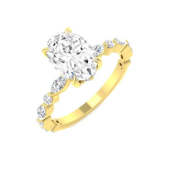 2.03ct VS2/E Oval Cut Lab Grown Diamond Fancy Shoulder Set Ring