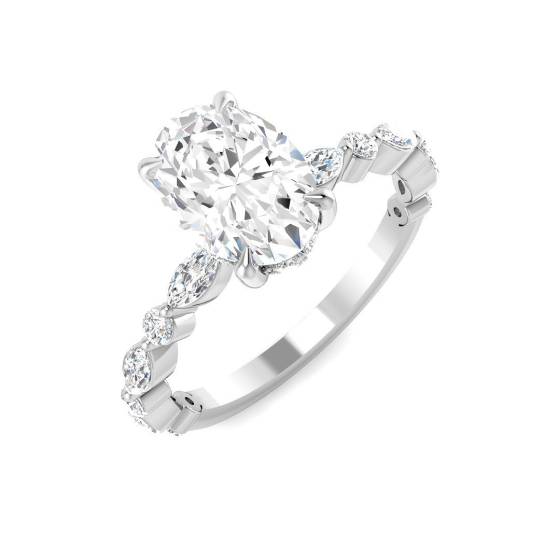 2.11ct VS2/E Oval Cut Lab Grown Diamond Fancy Shoulder Set Ring