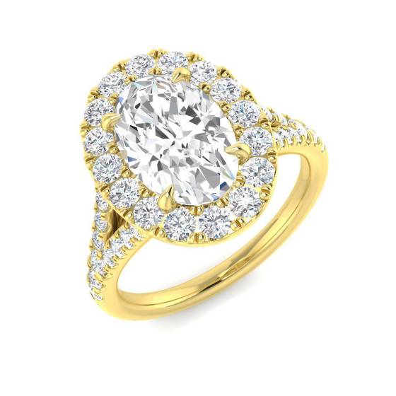 2.92ct VS2/E Oval Cut Labgrown Diamond Halo Split Shoulder Set Ring
