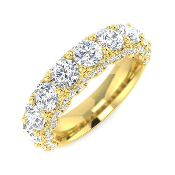 4.16ct VVS/D-E Round Cut Labgrown Diamond Face Set 10 Stone Ring