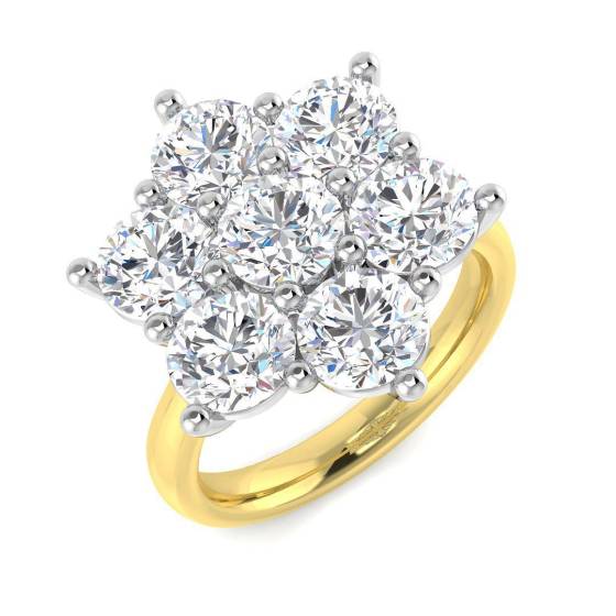 4.00ct VVS/D-E Round Cut Labgrown Diamond Cluster Ring