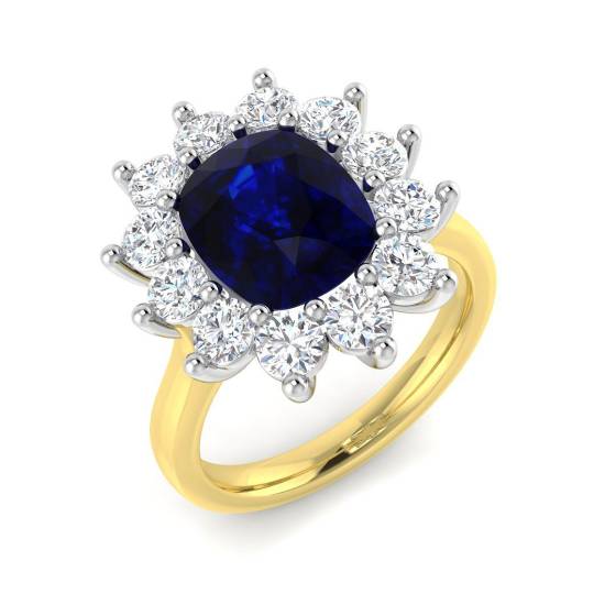 5.00ct VVS/D-E Cushion Cut Blue Sapphire Gemstone Halo Ring