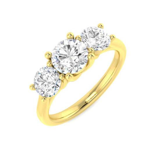 2.00ct VVS/D-E Round Cut Labgrown Diamond Trilogy Ring
