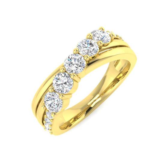 0.93ct VVS/D-E Round Cut Lab Grown Diamond 5 Stone 3 Row Diagonal Eternity Ring