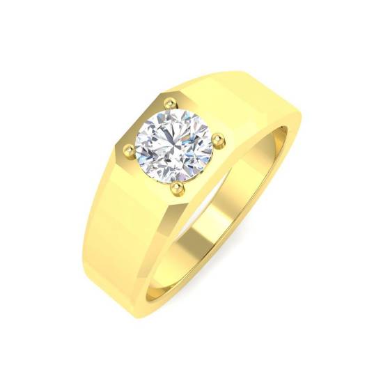 1.03ct VVS/D-E Round Cut Lab Grown Diamond Mens Signet Style Solitaire Ring