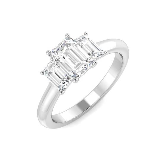 1.60ct VVS/D-E Emerald Cut Labgrown Diamond Trilogy Ring