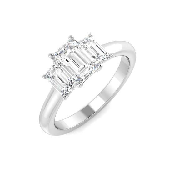 1.60ct VVS/D-E Emerald Cut Labgrown Diamond Trilogy Ring