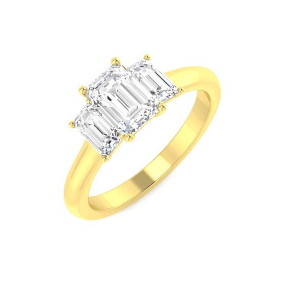 1.60ct VVS/D-E Emerald Cut Labgrown Diamond Trilogy Ring