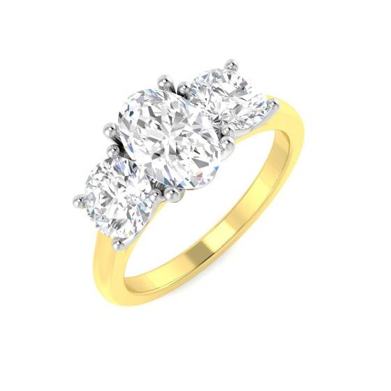 2.22ct VS2/D Oval Cut Lab Grown Diamond Trilogy Ring