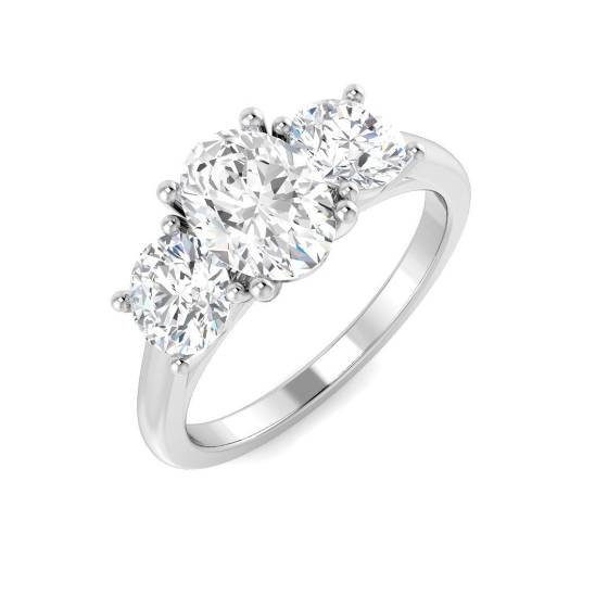 2.16ct VS2/D Oval Cut Lab Grown Diamond Trilogy Ring