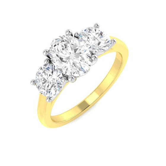 2.21ct VS2/D Oval Cut Lab Grown Diamond Trilogy Ring