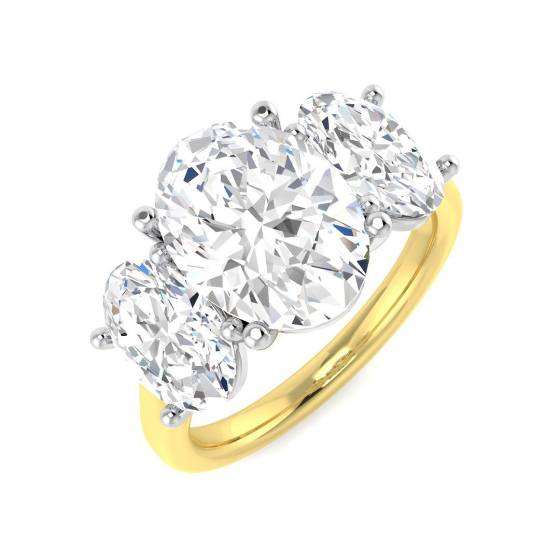 5.10ct VS2/E Oval Cut Lab Grown Diamond Trilogy Ring
