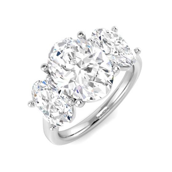 5.15ct VS2/E Oval Cut Lab Grown Diamond Trilogy Ring