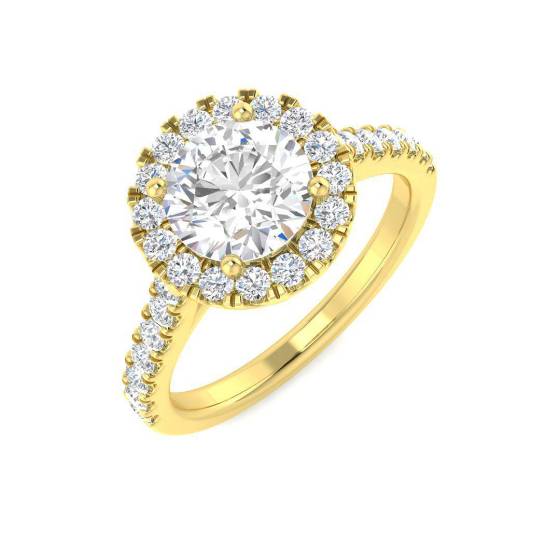1.73ct VVS/D-E Round Cut Lab Grown Diamond Halo Shoulder Set Ring