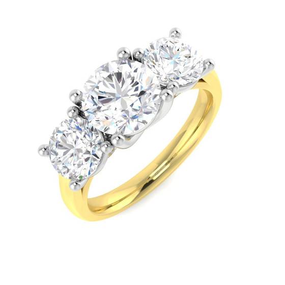 2.99ct VS1/D Round Cut Lab Grown Diamond Trilogy Ring