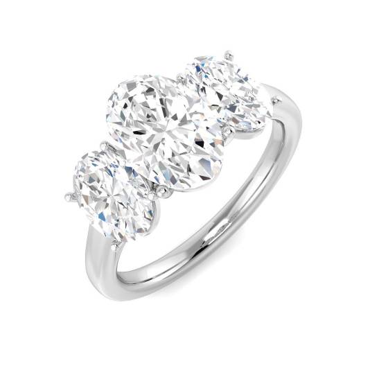 3.03ct VS2/D Oval Cut Lab Grown Diamond Trilogy Ring