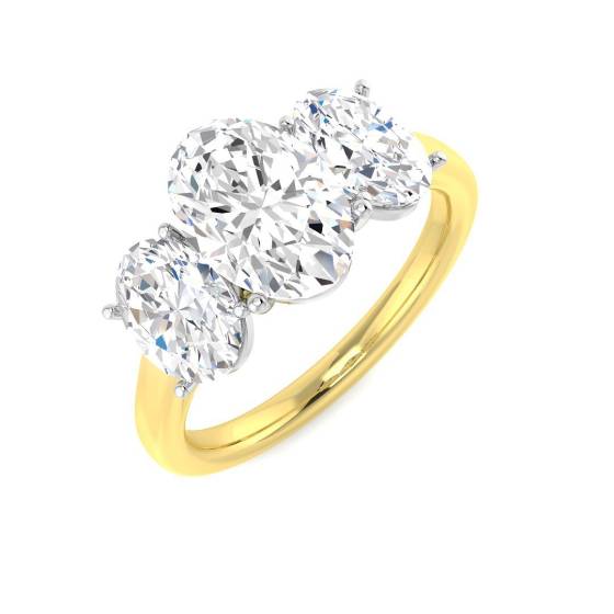 3.07ct VVS2/E Oval Cut Lab Grown Diamond Trilogy Ring